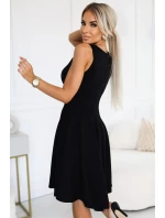 575-1 Jedinečné šaty s dlhším chrbtom - ČIERNE 575-1 Jedinečné šaty s dlhším chrbtom - ČIERNE