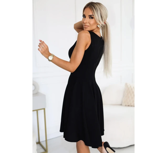 575-1 Jedinečné šaty s dlhším chrbtom - ČIERNE 575-1 Jedinečné šaty s dlhším chrbtom - ČIERNE