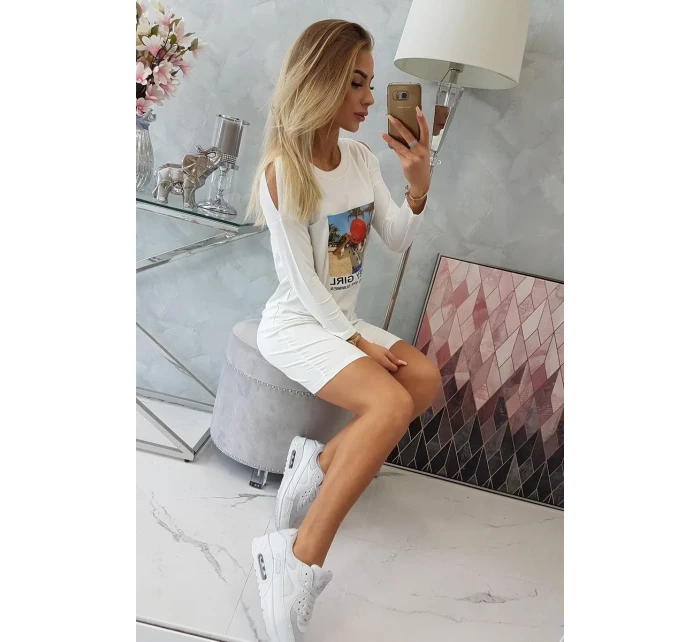 Šaty s potlačou Honey girl ecru