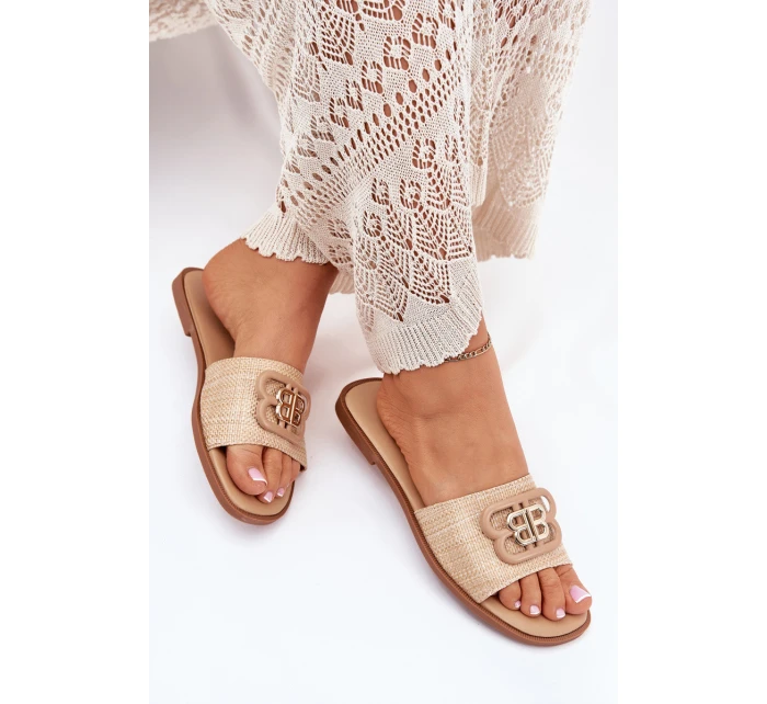 Ploché Dámské Klapky S Ozdobným Béžové model 21699564 - Boto