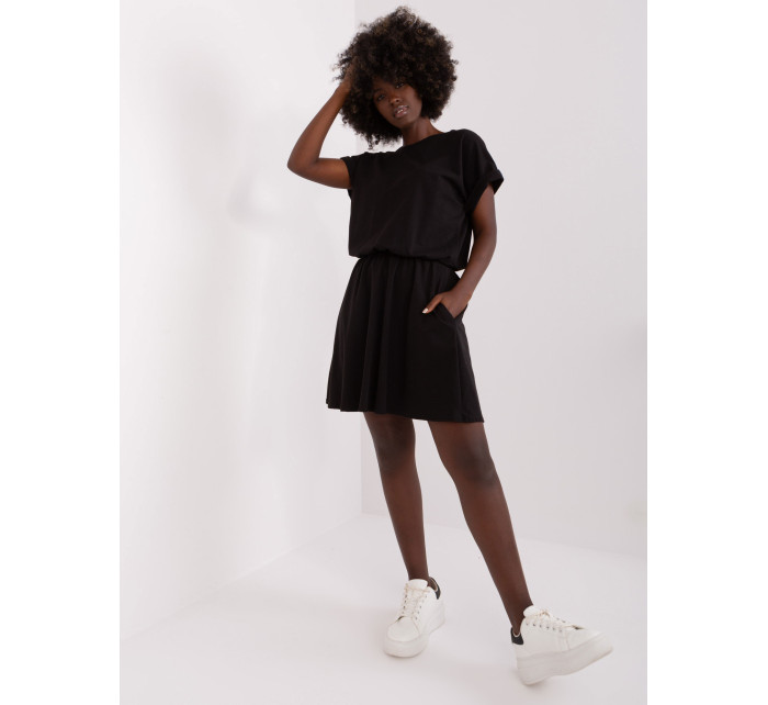 Základné čierne bavlnené mini šaty od RUE PARIS