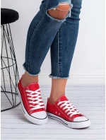 Luxusné dámske červené tenisky bez podpätku Luxusné dámske červené tenisky bez podpätku