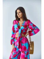 Súprava blúzky a širokých nohavíc modrá (8175)