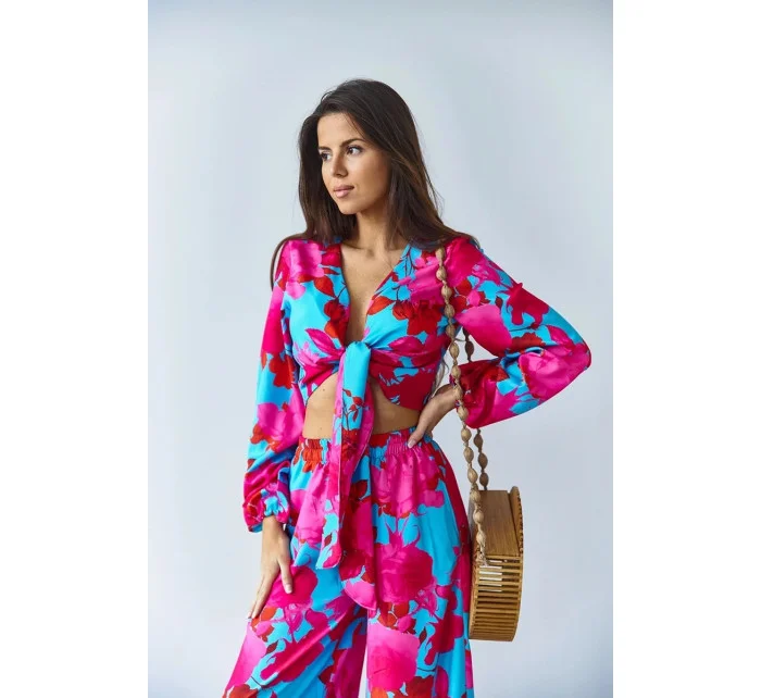 Súprava blúzky a širokých nohavíc modrá (8175)