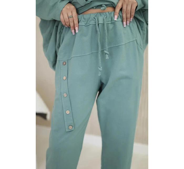 Bavlnená tepláková súprava Oversize + nohavice tmavá mentolová Bavlnená tepláková súprava Oversize + nohavice tmavá mentolová