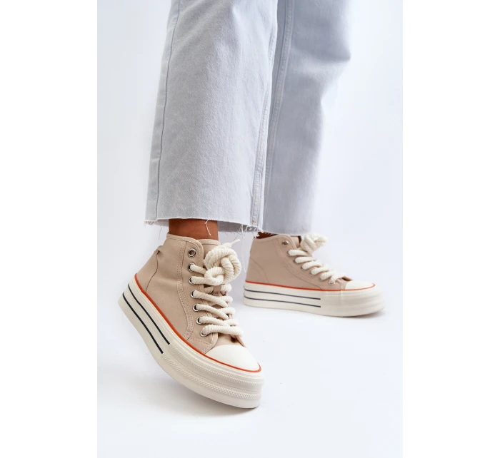 Dámské tenisky na platformě béžové model 21652307 - Boto Dámské tenisky na platformě béžové model 21652307 - Boto