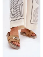 Klapki Damskie Ze Złotym Detalem Na Platformie Z Brokatem Camel Eanes Klapki Damskie Ze Złotym Detalem Na Platformie Z Brokatem Camel Eanes