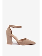 Lodičky na podpatku z imitace semiše béžové Selvra