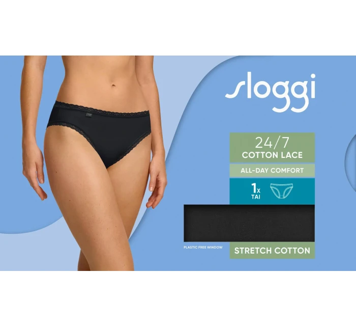 Dámske nohavičky sloggi 24/7 Cotton Lace Tai - čierne - SLOGGI