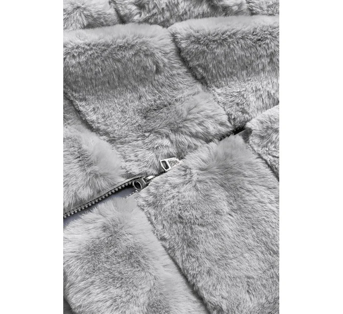 Šedá kožešinová vesta s kapucí model 17836736 - S'WEST Šedá kožešinová vesta s kapucí model 17836736 - S'WEST