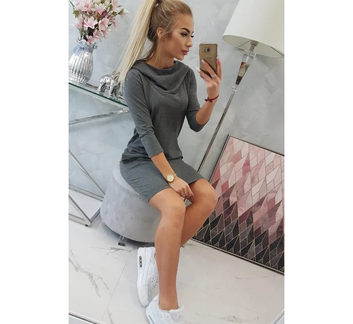 Šaty s kapucí a kapsami graphite melange Šaty s kapucí a kapsami graphite melange