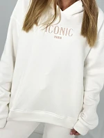 Izolovaná bavlnená súprava, mikina s vyšívacími + nohavicami ecru