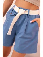 Dámske šortky s vysokým pásom a opaskom denim Dámske šortky s vysokým pásom a opaskom denim