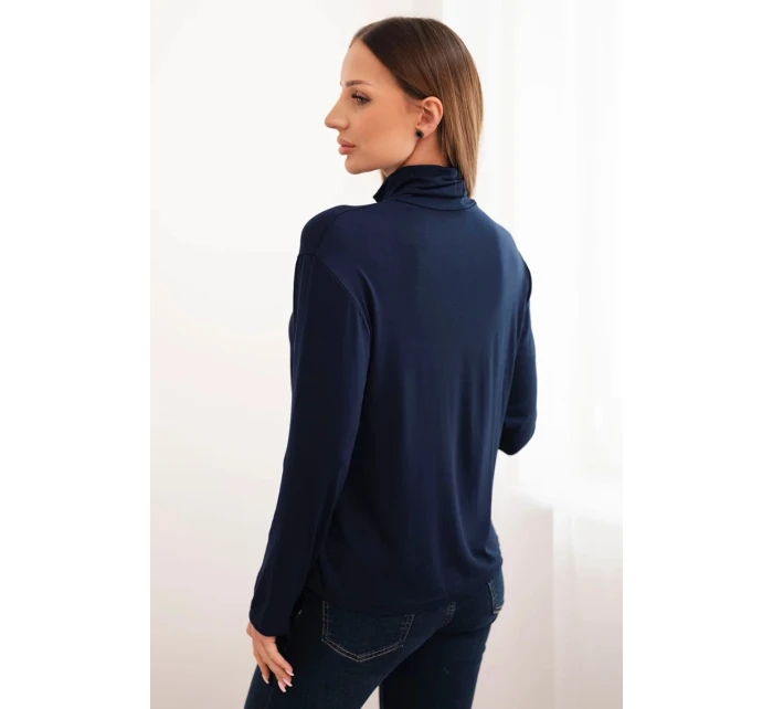 Dámska viskózna blúzka s rolákom a dlhými rukávmi granátová