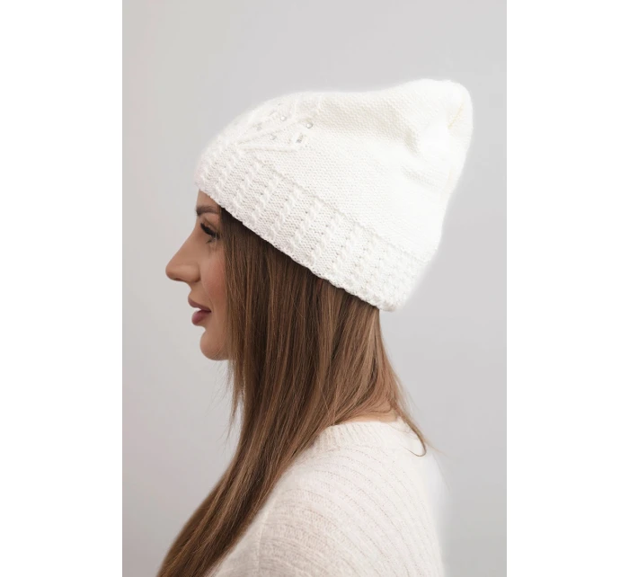 Dámská zimní čepice z vlny s a prodlouženými stranami fialová model 21865208 - K-Fashion