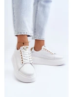 Dámské kožené tenisky na platformě model 21649096 bílé - CheBello