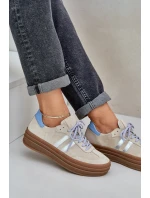 Zazoo N1068S4 Damskie Zamszowe Sneakersy Na Platformie Beżowe