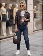 Dámske džínsy Mom Fit s vysokým pásom, tmavomodré, FashionStreet UY3103