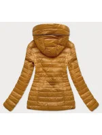 Prošívaná dámská bunda v hořčicové barvě s kapucí model 16149508 - ATURE