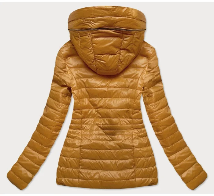 Prošívaná dámská bunda v hořčicové barvě s kapucí model 16149508 - ATURE