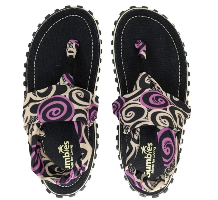 Gumbies - dámske žabky Slingback - BLACK SWIRLS