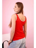 Dámská halenka na ramínka s ozdobným lemem červený Dámská halenka na ramínka s ozdobným lemem červený