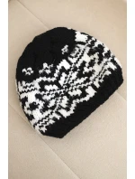 Zimná vlnená čiapka s nórskym vzorom K354 black+white