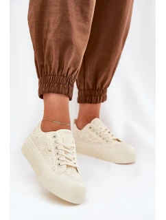 Dámské Krajkové Tenisky Big Star model 21690699 Béžové - Big Star Shoes