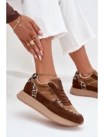 Zamszowe Sneakersy Damskie Big Star OO274A313 HI-POLY SYSTEM Brązowe Panterka