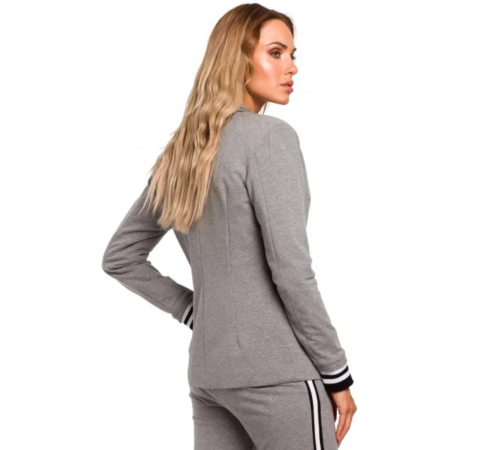 M459 Blejzer s pruhovanými rebrovanými manžetami - čierny