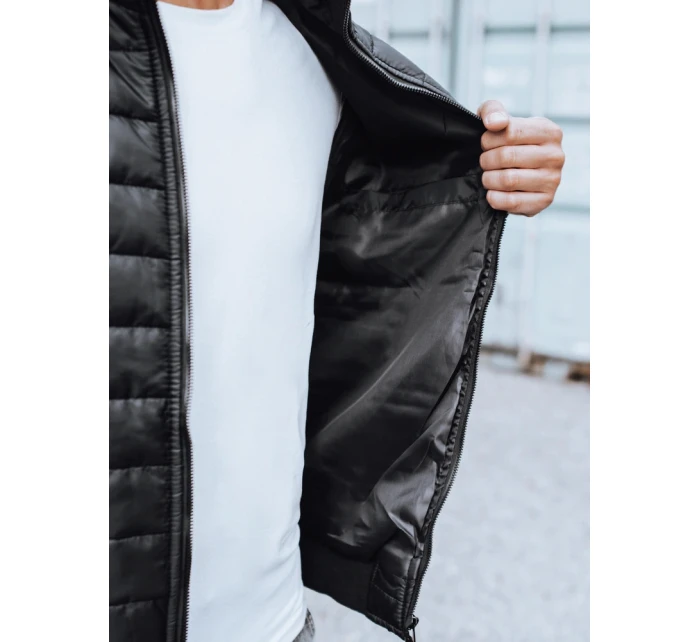 Pánska prechodná prešívaná bunda čierna FashionStreet TX3270z