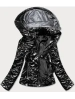 Lesklá čierna dámska bunda (BR9756-1)