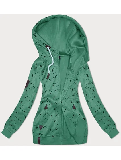 Dámska mikina na zips s kapucňou v zelenej farbe (2313)