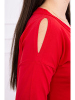 Šaty s 3D grafikou a ozdobnými volánky červené