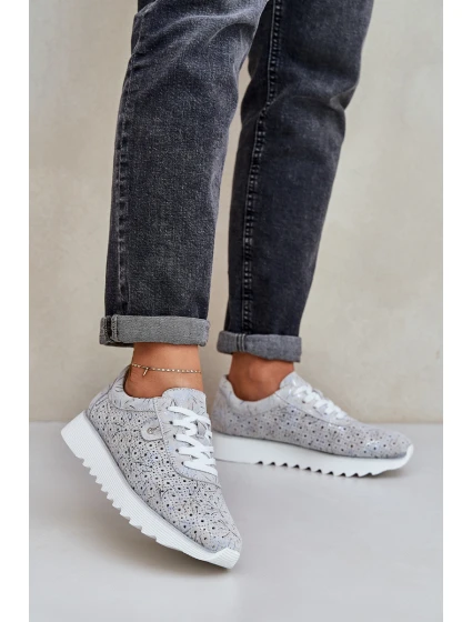 Semišové Vzorované Sportovní Boty Na Platformě S D&A Stříbrné model 21686203 - S.Barski