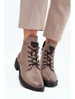 Ocieplane Botki Damskie Na Klocku Vinceza 58609 Szare