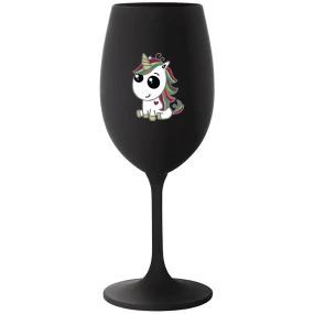 DUHOVÝ JEDNOROŽEC - černá sklenice na víno 350 ml DUHOVÝ JEDNOROŽEC - černá sklenice na víno 350 ml