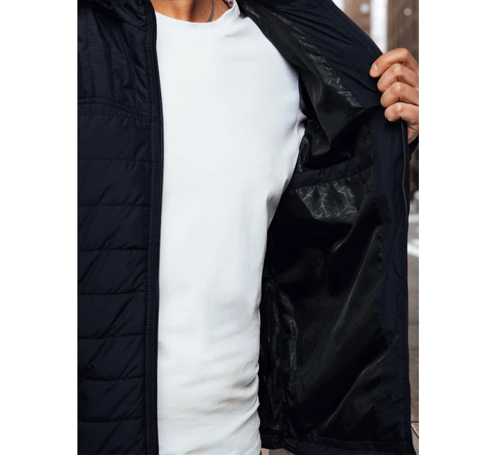 Pánská přechodná prošívaná bunda s kapucí tmavě modrá Dstreet model 21983026 - FashionStreet