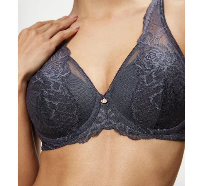 Dámská podprsenka Wild Peony Florale WP tmavě šedá - Triumph