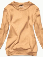 Dámska rebrovaná mikina s golierom v nude farbe (W01-160)