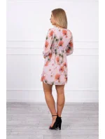 Vzdušné šaty s kvetinovým motívom púdrovo ružové