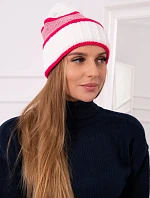 Kinga dámska čiapka K297 biela+ružová neón+tmavo ružová