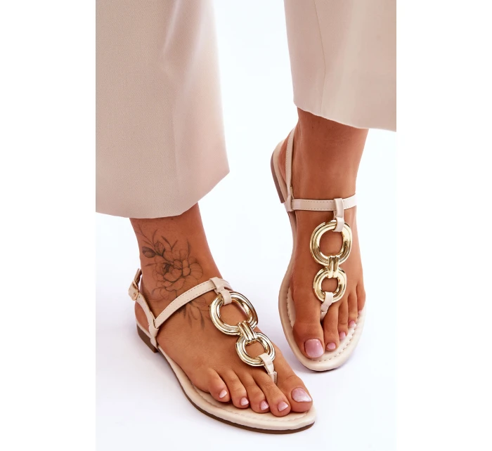 Ploché kožené žabky Béžove Keep model 21620391 - Boto