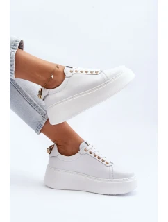 Dámské kožené tenisky na platformě model 21649096 bílé - CheBello