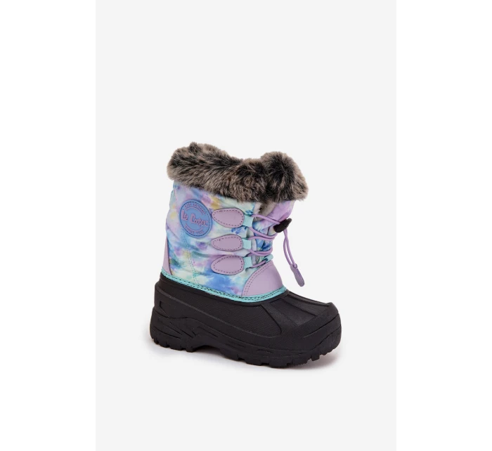 Dětské sněhule pro dívky s kožíškem a stahovák Lee Cooper LCJ-25-10-3778 Fialové