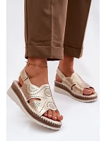 Kožené sandály na platformě S.Barski GR61-5916 Zlaté