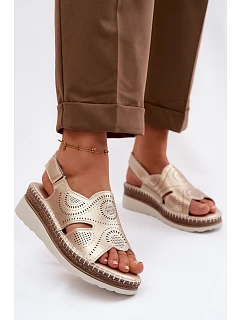 Kožené sandály na platformě S.Barski GR61-5916 Zlaté