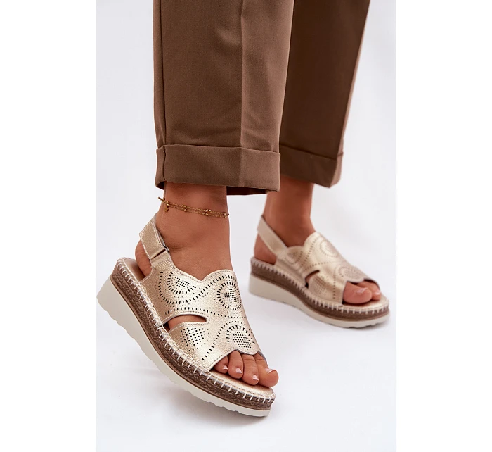 Kožené sandály na platformě S.Barski GR61-5916 Zlaté