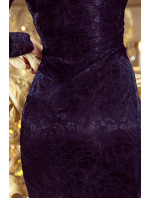 Čipkované šaty s dlhými rukávmi Numoco - tmavomodré