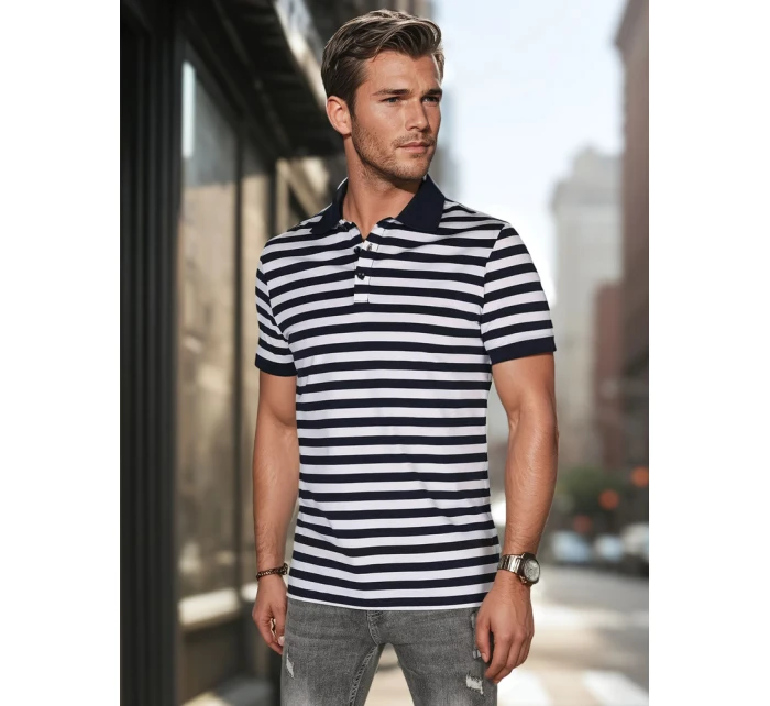 Pánska pruhovaná polokošeľa tmavomodrá FashionStreet PX0641